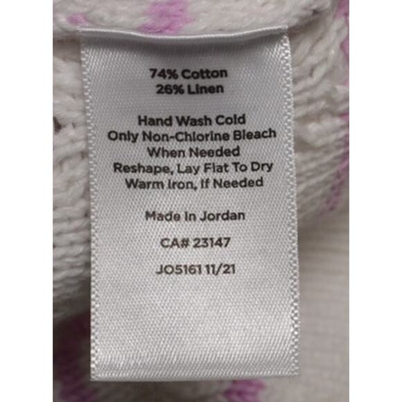 Talbots Women's Cotton Linen White Purple Stripe Sweater Long Sleeve Size Small - Picture 8 of 8